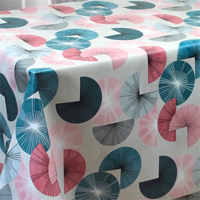 TOILE CIREE EN 140CM ETOILES RONDES ROSE