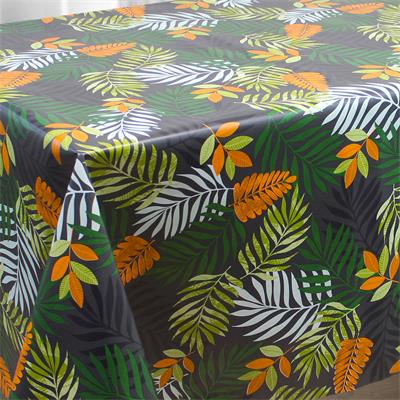 TOILE CIREE GIOIA EN 140CM FEUILLAGE FOND BRUN