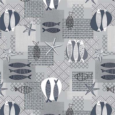 TOILE CIREE EN 140CM POISSON GRIS