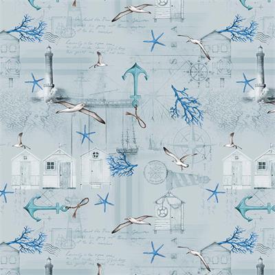 TOILE CIREE EN 140CM ENCRE BLEUE