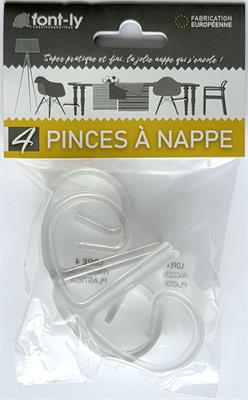 PINCE NAPPE PLASTIQUE TRANSPARENT X4